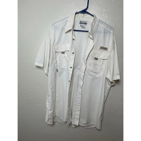Columbia PFG Cream Men's Shirt Button Down Short Sleeves Size Large - Picture 3 of 9